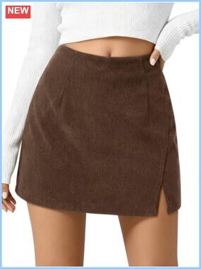 Corduroy Mini Skirt High Waisted A-Line Fall Winter Short Skirt